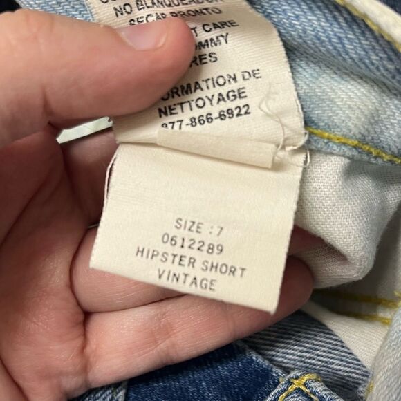 VTG 90s Tommy Hilfiger Jeans Low-Rise Split Bleached Hipster Denim Shorts SZ 7 - Picture 5 of 6